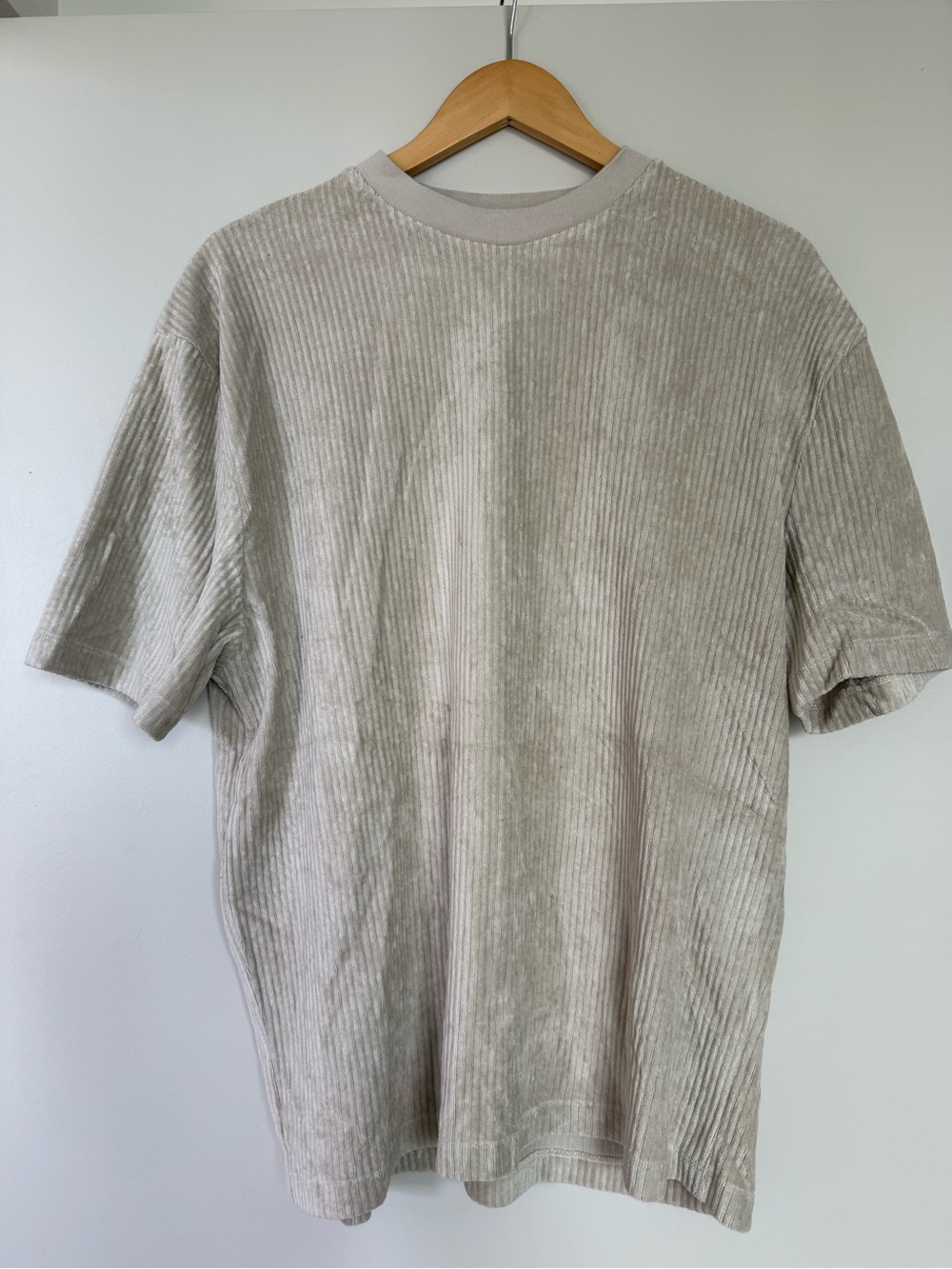 ASOS Ribbed Short Sleeve Tee in Light Taupe